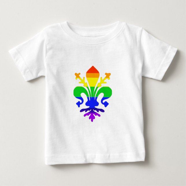 Camiseta Para Bebê Arco-Íris Estilizado Fleur de Lis (Frente)