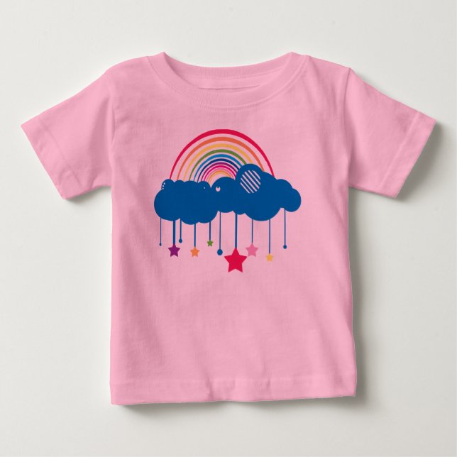Camiseta Para Bebê Arco-íris nas Nuvens (Frente)