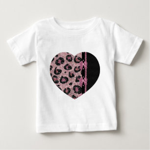 Camiseta Para Bebê ARCOS de Fita de Impressão de Leopardo Rosa-Rockab