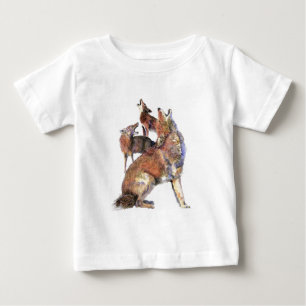 Camiseta Para Bebê Arte da natureza animal dos chacais do urro da