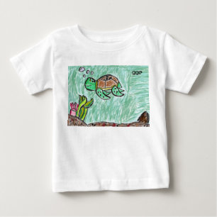 Camiseta Para Bebê arte da tartaruga de mar