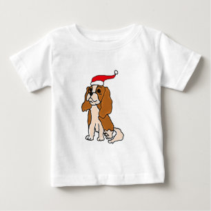 Camiseta Para Bebê Arte descuidado do Natal do Spaniel de rei Charles