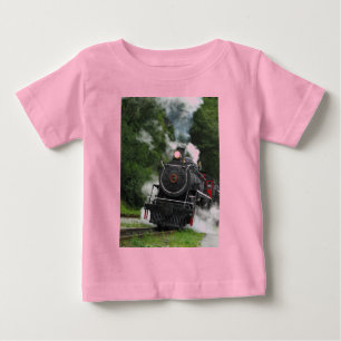Camiseta Para Bebê arte dos carris do comboio a vapor das estações fe