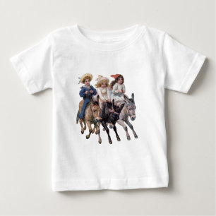Camiseta Para Bebê Arte infantil de cavalo antigo