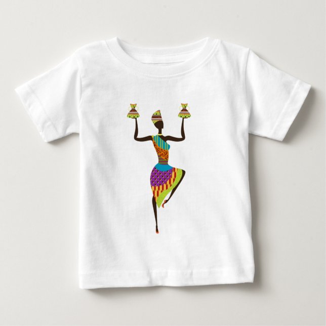 Camiseta Para Bebê Arte tribal de senhora africana (Frente)