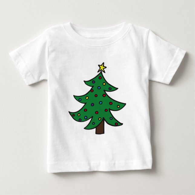 Camiseta Para Bebê Árvore Feliz de Natal (Frente)
