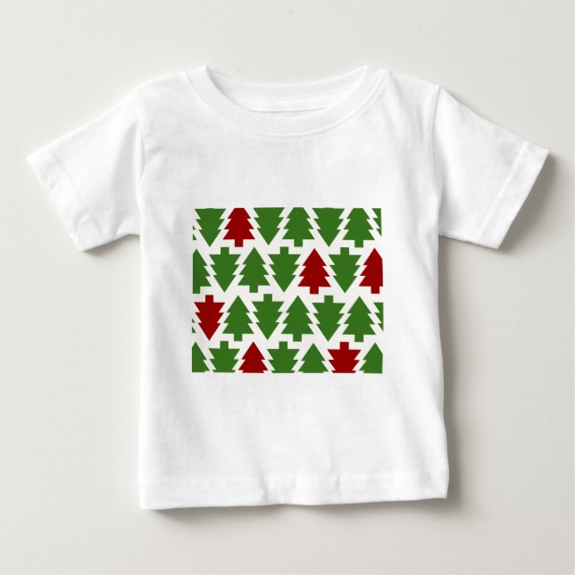 Camiseta Para Bebê Árvores de Natal Padrão de Feriado (Frente)