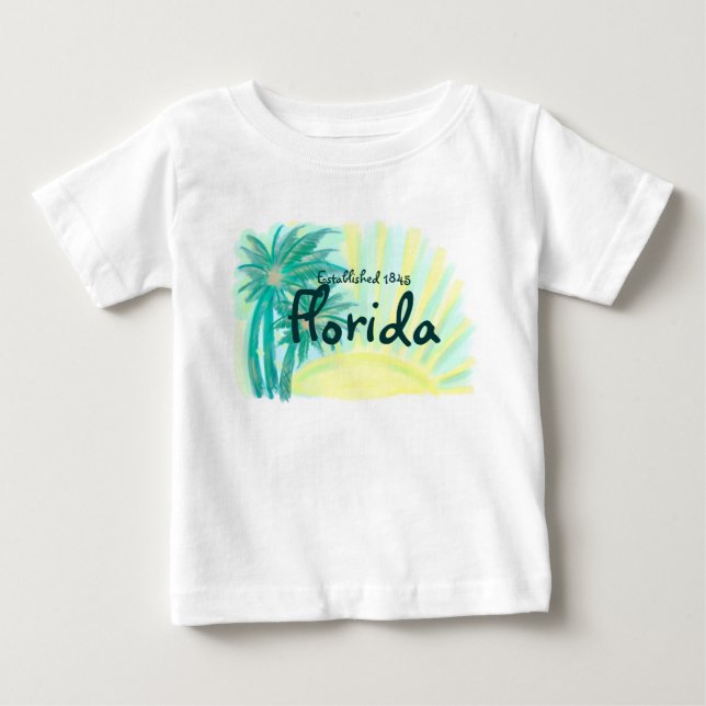 Camiseta Para Bebê As palmas ensolaradas do bebê de Florida (Frente)