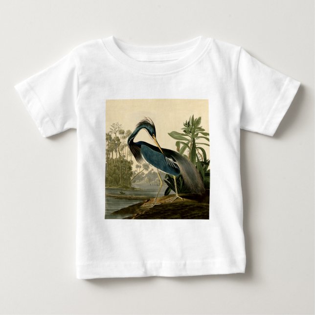 Camiseta Para Bebê Audubon Louisiana Heron Birds América Art (Frente)