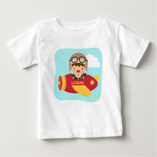 Camiseta Para Bebê Avião bonito do menino do aviador para bebés