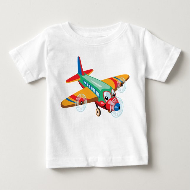 Camiseta Para Bebê avião de desenho animado (Frente)