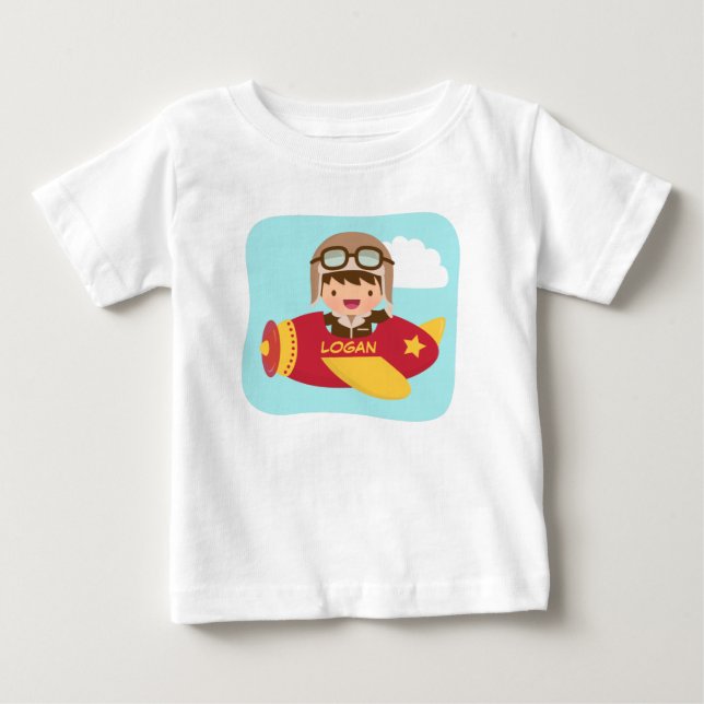 Camiseta Para Bebê Avião De Menino De Aviador Bastante Para Meninos (Frente)