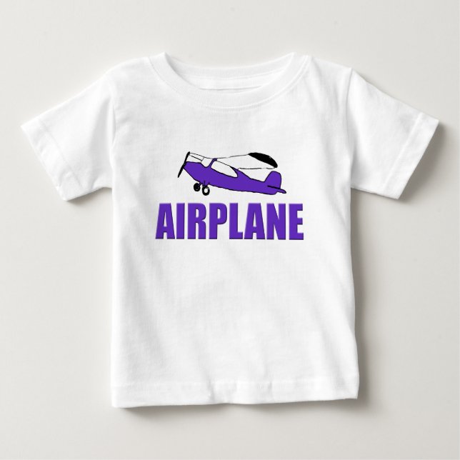 Camiseta Para Bebê Avião Roxo (Frente)