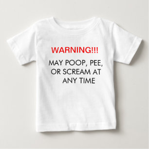 Camiseta Para Bebê Aviso!!! Gritar ou xixi do tombadilho de maio a