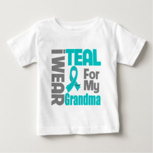 Camiseta Para Bebê Avó - apoio do câncer de ovário da fita da cerc