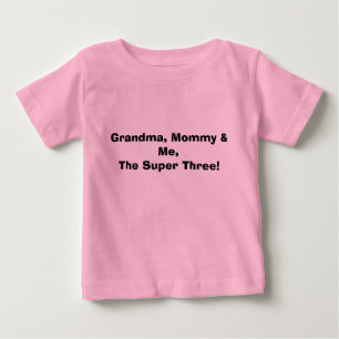 Camiseta Para Bebê Avó, mamães & mim, os três super!