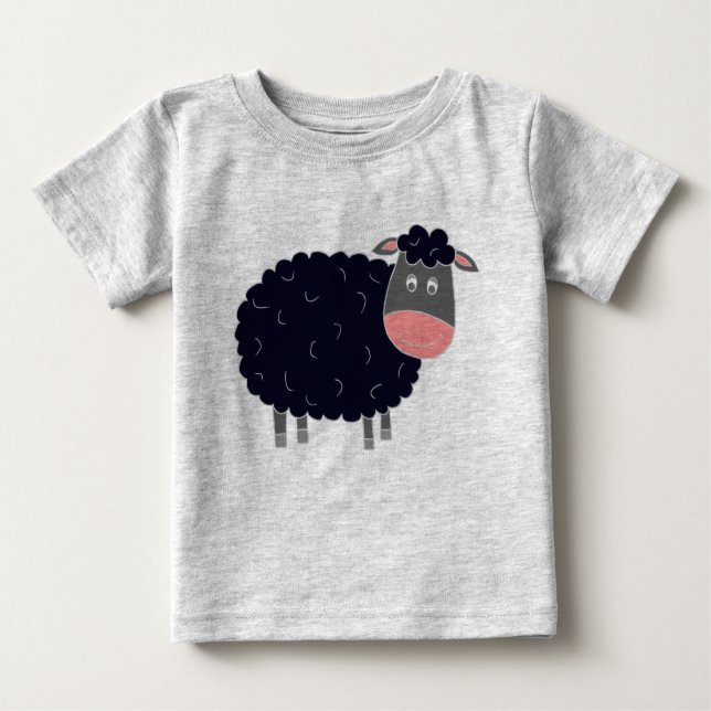Camiseta Para Bebê Baa Baa Black Sheep (Frente)