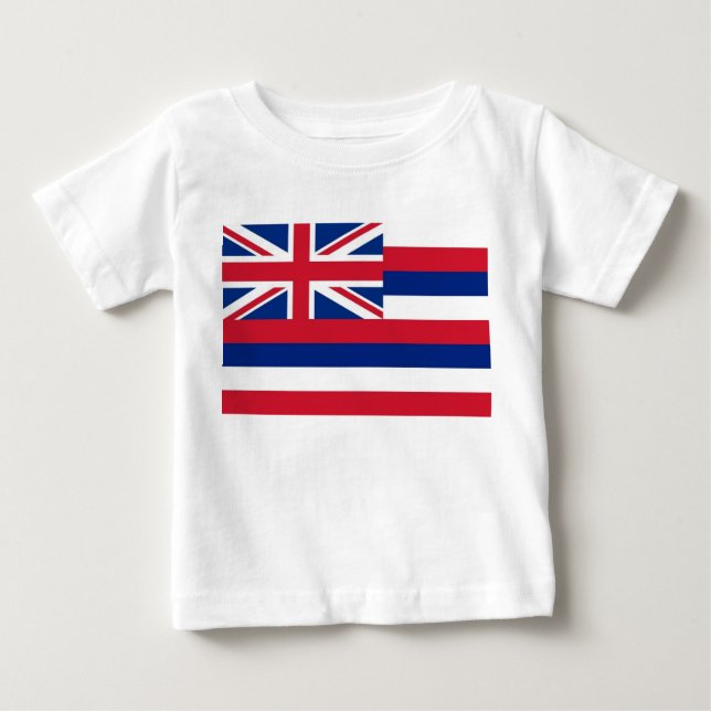 Camiseta Para Bebê Baby T - Shirt com Bandeira do Havaí (Frente)