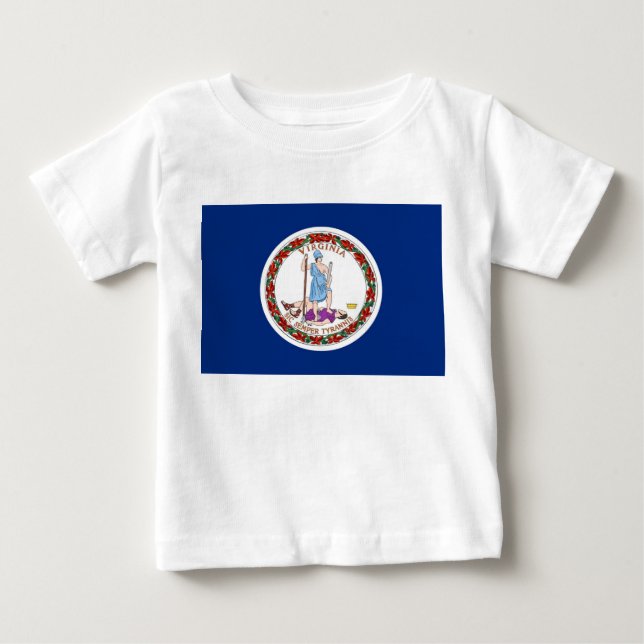 Camiseta Para Bebê Baby T Shirt com Flag of Virginia, EUA (Frente)