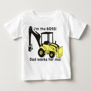 Camiseta Para Bebê backhoe_loader, eu sou o BOSS!, o Pai funciona par