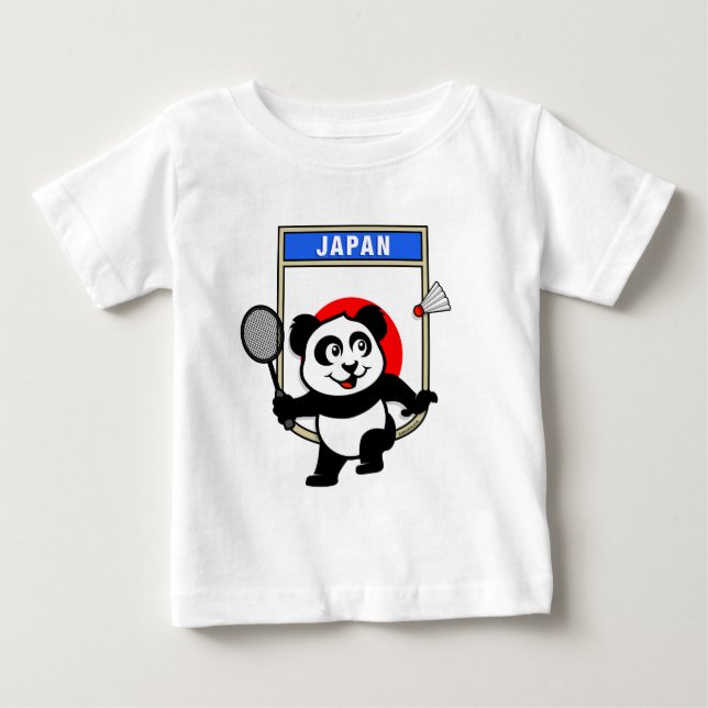 Camiseta Para Bebê Badminton Japão Panda (Frente)