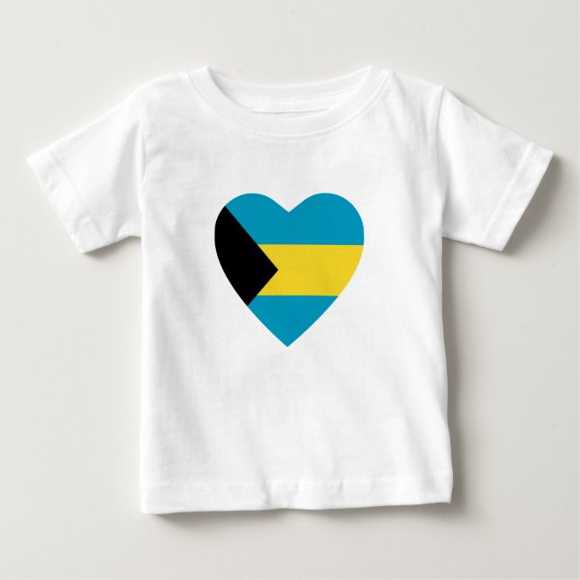 Camiseta Para Bebê Bahamas Flag Heart Shirt (Frente)