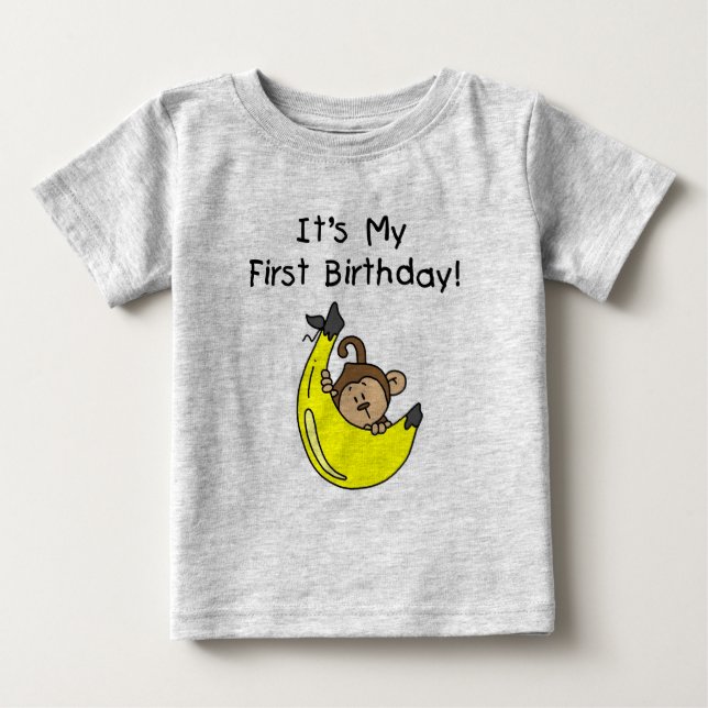 Camiseta Para Bebê Banana - primeiro aniversario de macaco (Frente)