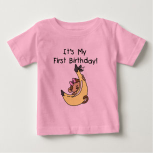 Camiseta Para Bebê Banana - primeiro aniversario de macaco feminino