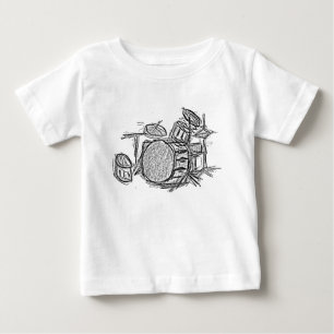 Camiseta Para Bebê banda de pedra do kit de tambor