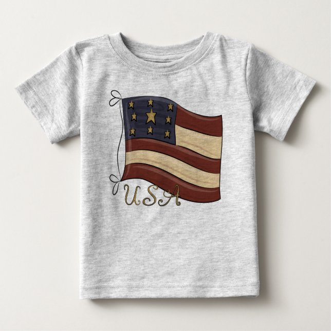 Camiseta Para Bebê bandeira americana (Frente)
