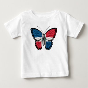 Camiseta Para Bebê Bandeira da borboleta da República Dominicana