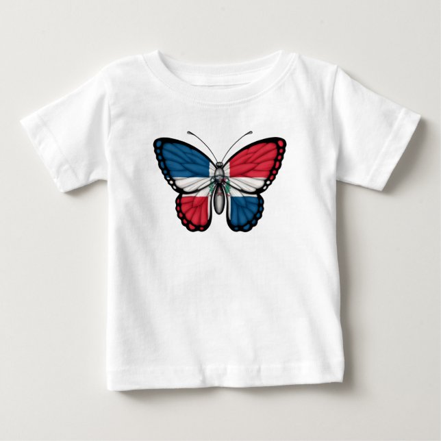 Camiseta Para Bebê Bandeira da borboleta da República Dominicana (Frente)