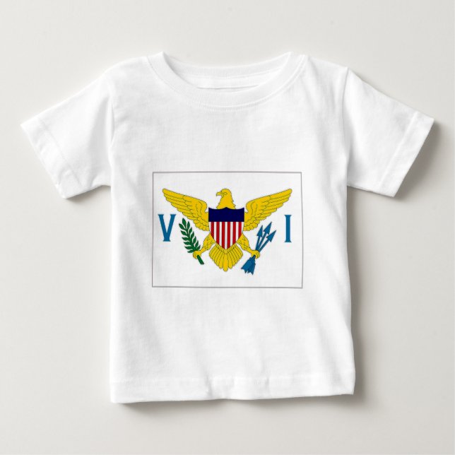 Camiseta Para Bebê Bandeira das Ilhas Virgens (Frente)
