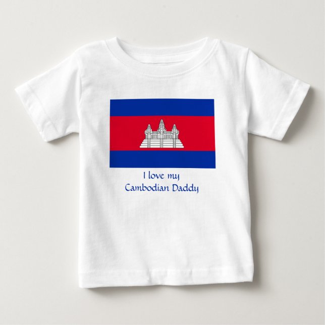 Camiseta Para Bebê Bandeira do Camboja (Frente)