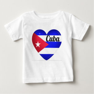 Camiseta Para Bebê Bandeira do Coração de Cuba