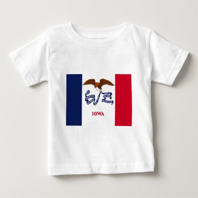Camiseta Para Bebê Bandeira do Estado de Iowa (Frente)