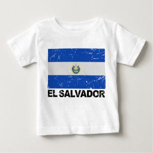 Camiseta Para Bebê Bandeira do vintage de El Salvador