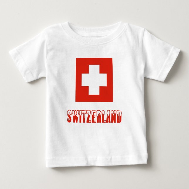 Camiseta Para Bebê Bandeira e Suiça suíças (Frente)