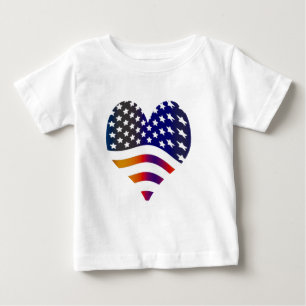 Camiseta Para Bebê bandeira eua coração amor americano honra tropas l