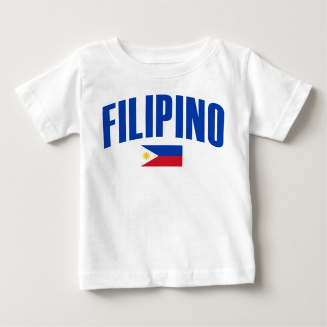 Camiseta Para Bebê Bandeira filipino filipina (Frente)