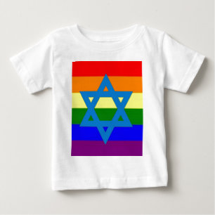 Camiseta Para Bebê Bandeira judaica do orgulho gay