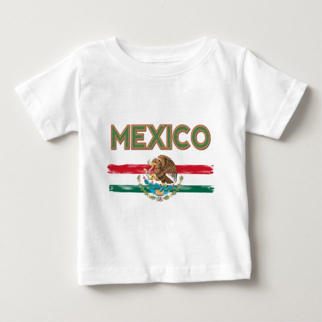 Camiseta Para Bebê Bandeira mexicana de México (Frente)