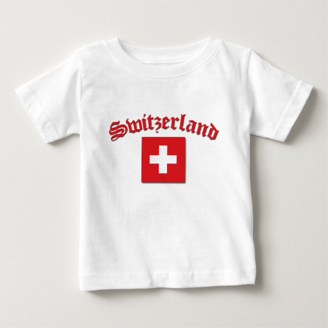 Camiseta Para Bebê Bandeira Suíça (Frente)