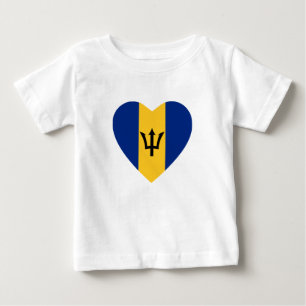 Camiseta Para Bebê Barbados Flag Heart-Shirt
