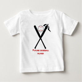 Camiseta Para Bebê Baterias cruzadas de baseball e boné preto, vermel