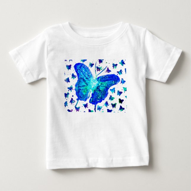 Camiseta Para Bebê Bebê-Borboleta Pintada À Mão (Frente)