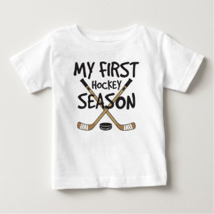 Camiseta Para Bebê Bebê de Hockey Meu Primeiro Pau de Hockey Season