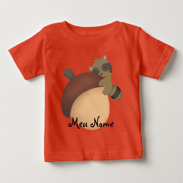 Camiseta Para Bebê Bebê de pequeno racon personalizável (Frente)
