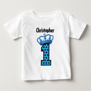 Camiseta Para Bebê Bebê de um ano 6 do rei Coroa Listra do primeiro