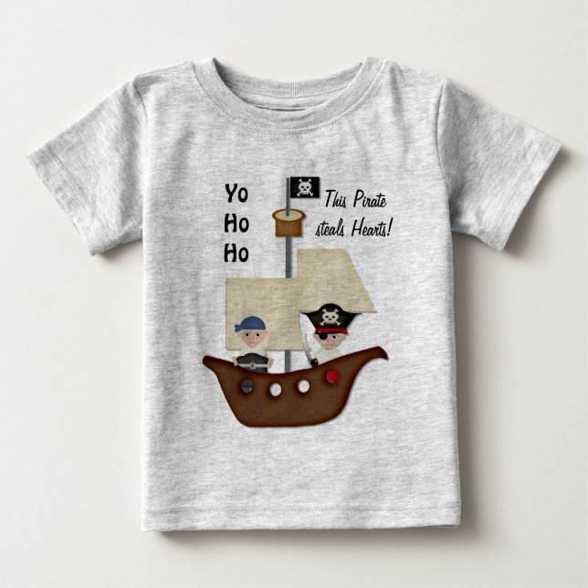 Camiseta Para Bebê Bebê do tesouro de navio pirata (Frente)